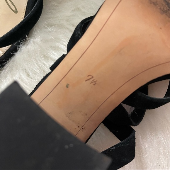 Sam Edelman black suede block heel wrap ankle heels size 7.5 - Picture 6 of 6